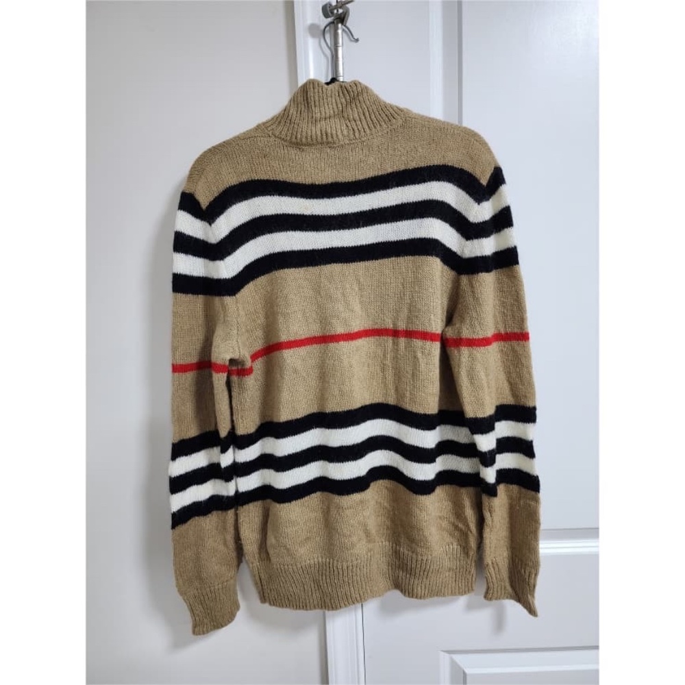 Authentic Burberry Women's Striped V-Neck Button Cardigan Mohair Blend - Picture 2 of 12